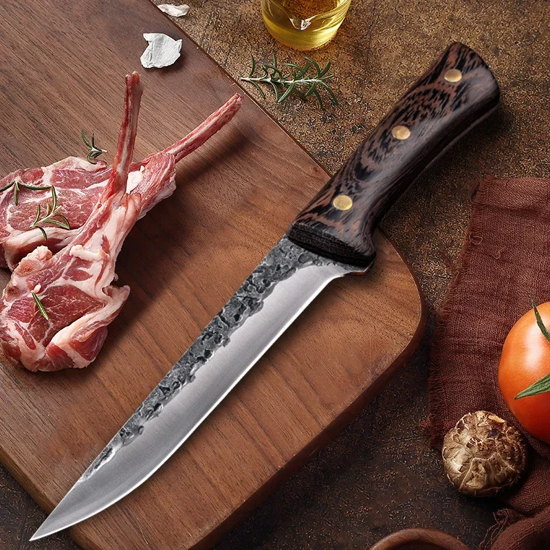 Кухонные ножи Ручной кованый нож для обвалки мясника Универсальный с деревянной