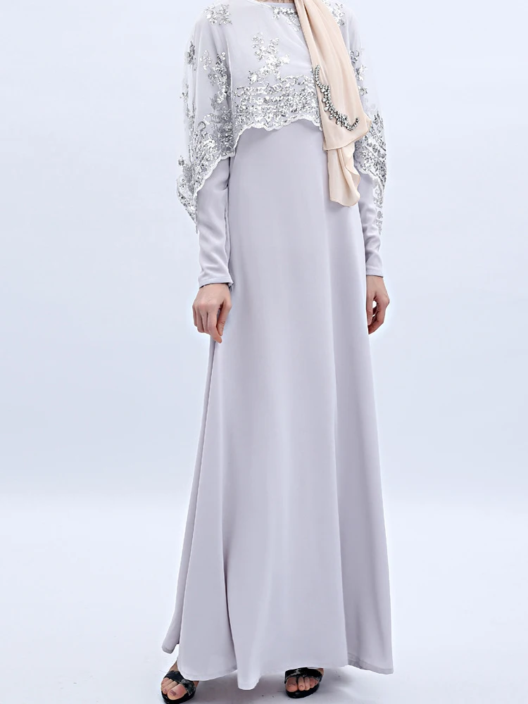 Женское длинное платье с блестками [MODX] черное длинными рукавами и вышивкой в