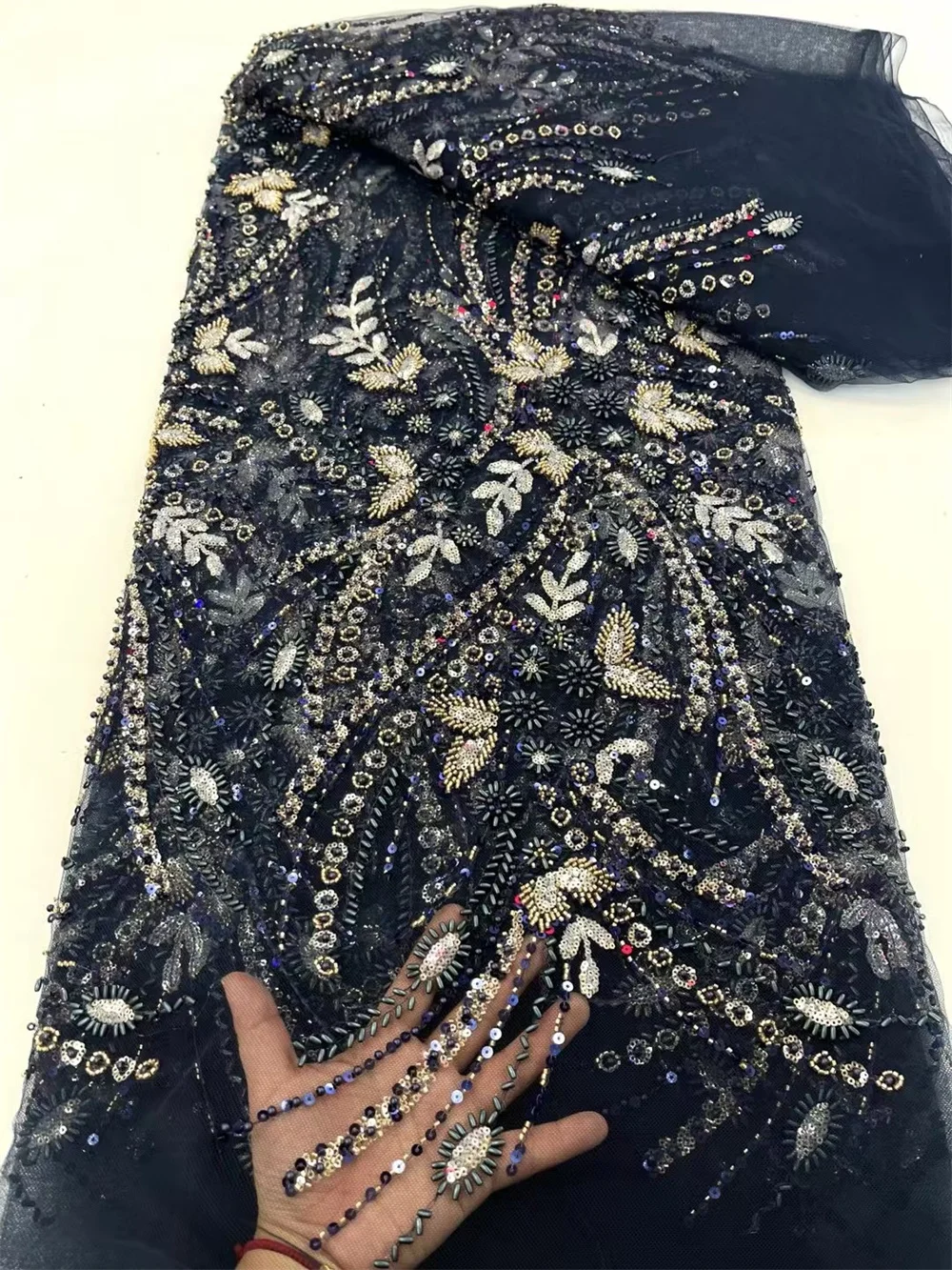 Роскошная африканская кружевная ткань с вышивкой бисером 2024 высококачественная