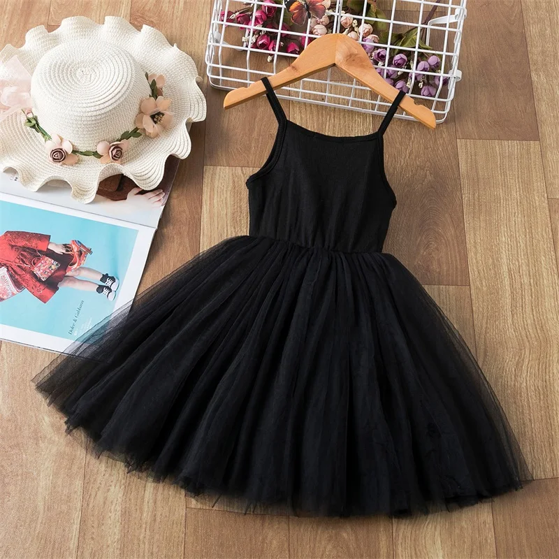 

Baby Girls Sling Black Tulle Tutu Dress Girl Summer Casual Wear Children Ballet Dance Dress Events Elegant Vestidos Infantil 3-8