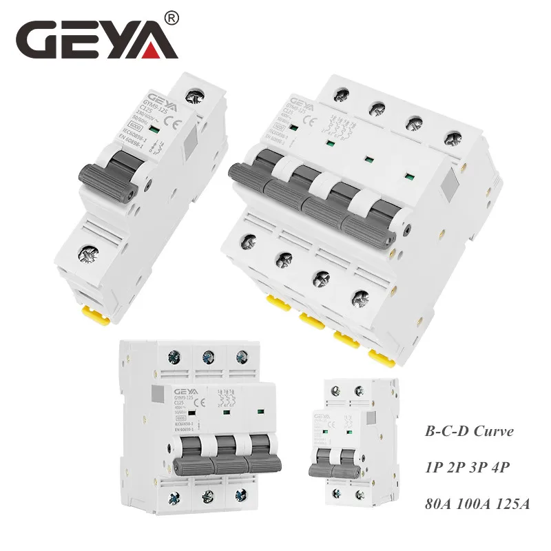 GEYA GYM9-125 DP MCB 80A 100A 125A Мини автоматический выключатель AC C Curve 2P Ширина 35 6 мм 400 в ка |