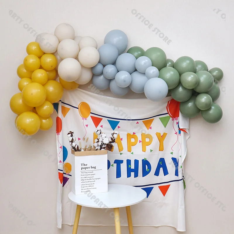 

90pcs Green and Yellow Balloon Garland Kit Dusty Green Sand White Macaron Gray Balloon Arch Baby Shower Wedding Birthday Decor
