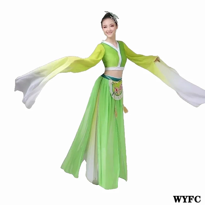 

The New Fashion Emerald Belly Dancing Classical Dance Fan Dance National Ethnic Style Women Clothing Dress Stage Show Yangko Set