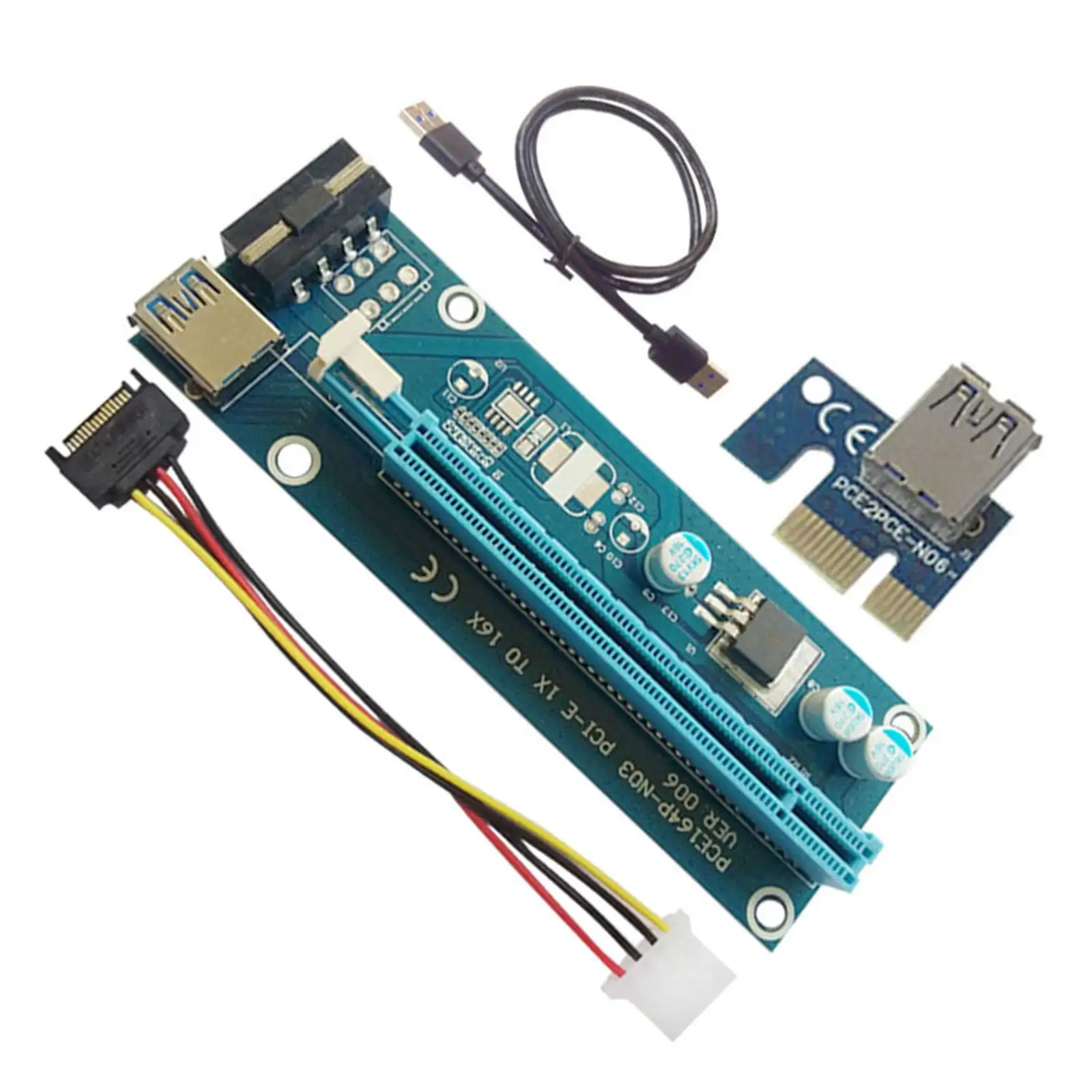 Райзер-карта VER006 PCI-E, 4-контактный PCI-кабель 60 см, SATA питание для биткоинов