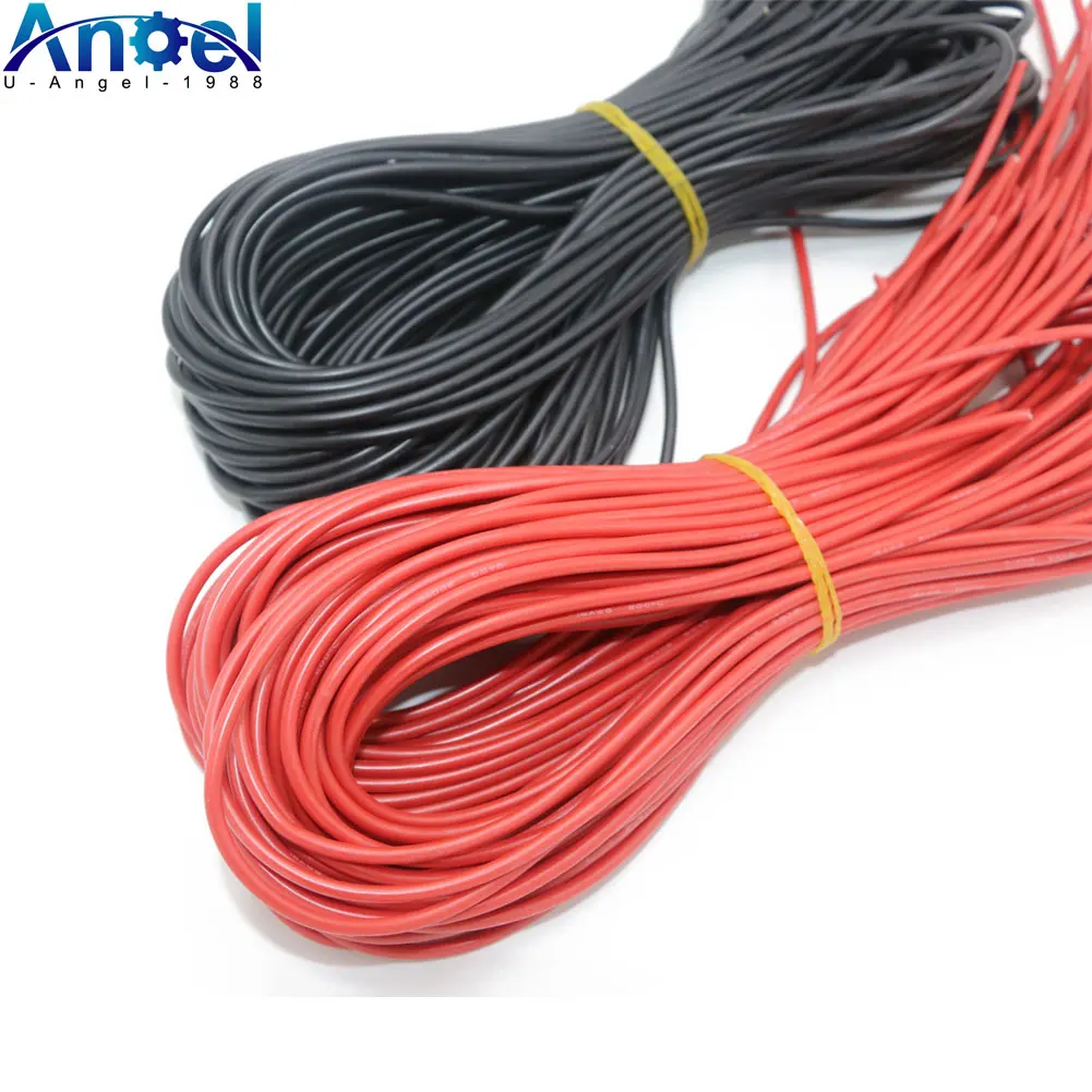 

10 Meter/lot High Quality Wire Silicone 10 12 14 16 18 20 22 24 26 28 30AWG 5m Red And 5m Black Color