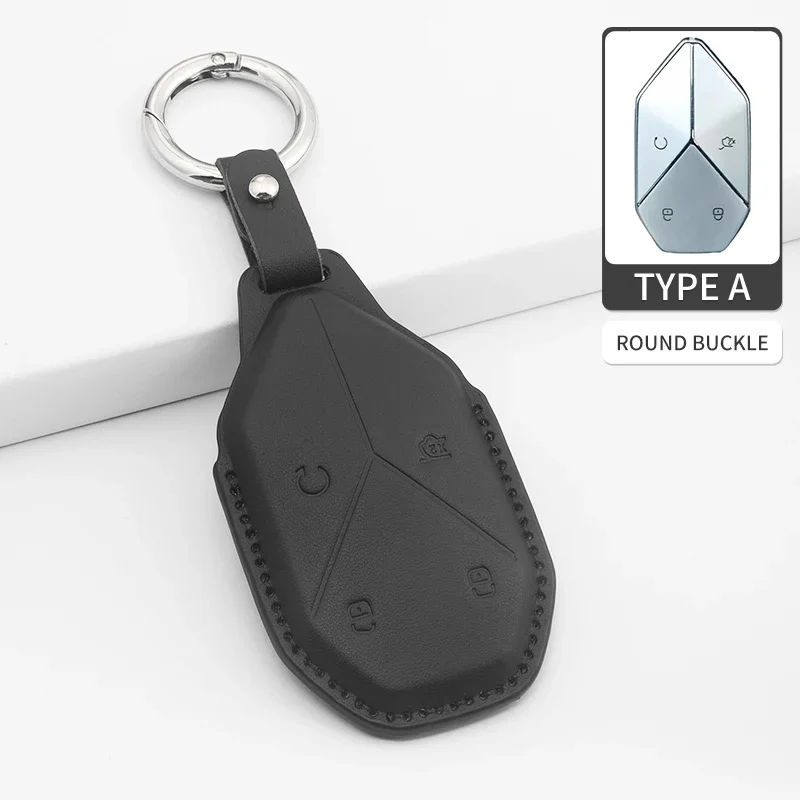 

Чехол для ключей с кожаным держателем для ключей, брелок для BYD Equation Leopard 5 2023 2024, 4-кнопочный чехол для ключей от машины, аксессуары