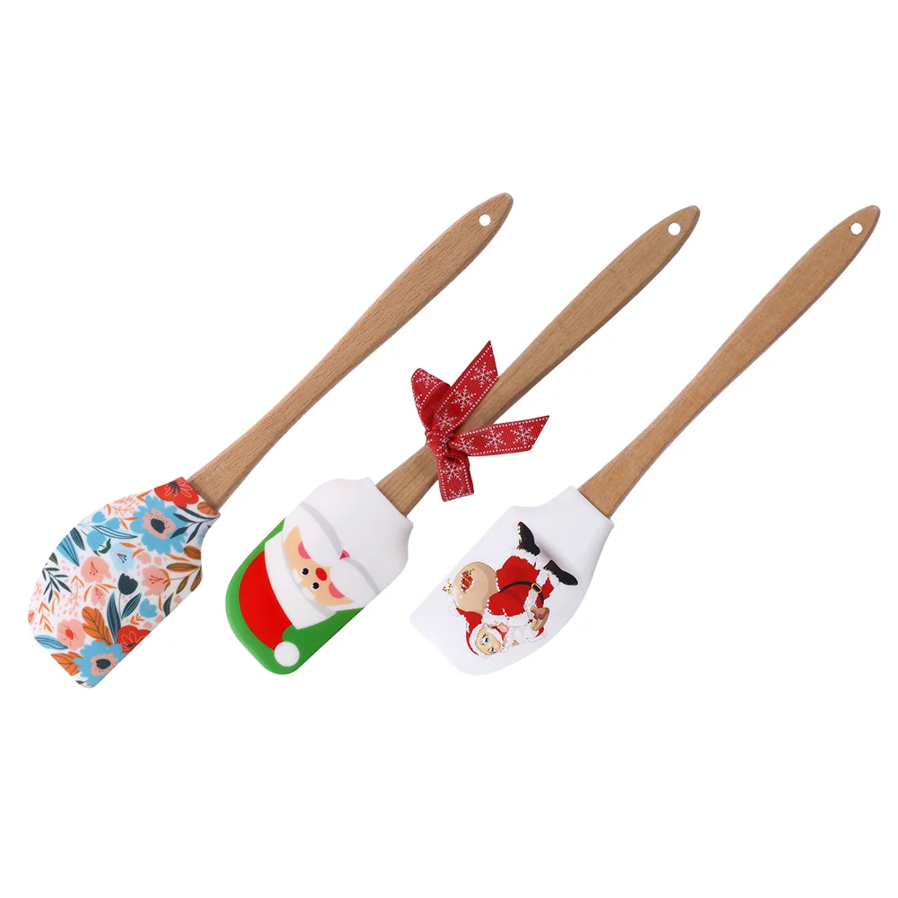 

3Pcs Kitchen Spatula Butter Scraper Christmas Santa Snowman Spatulas