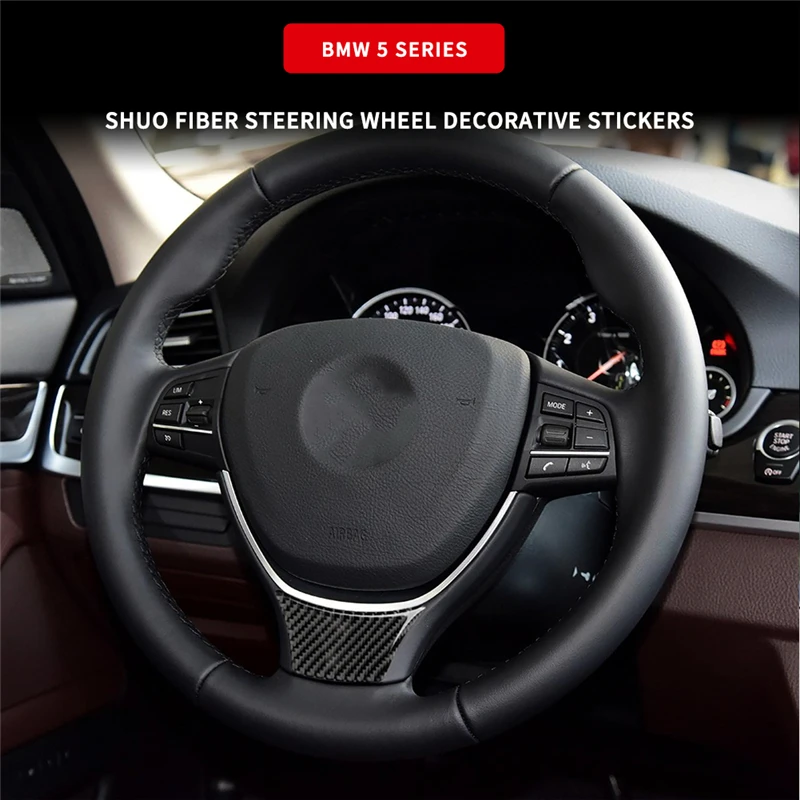 

Car Accessories Carbon Fiber Car Steering Wheel Sticker Cover Trim Compatible For BMW 5 Series 528 525li F10 F18 2011-2017