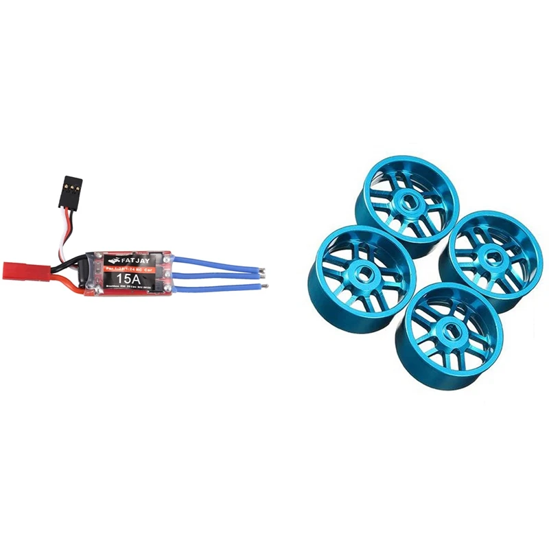 

4 Pcs RC Car Metal Wheel Hub Tire,Whell Hub & 1 Pcs High Speed Controller Brushless ESC Forward And Backward Brake