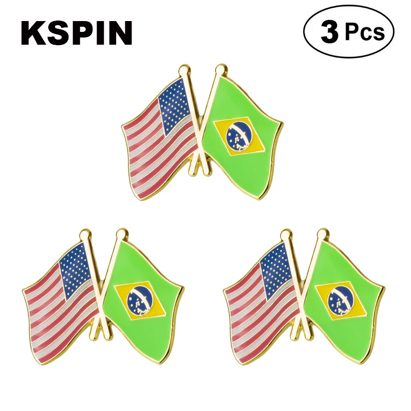 

U.S.A Brazil Frendship Lapel Pin Brooches Pins Flag badge Brooch Badges