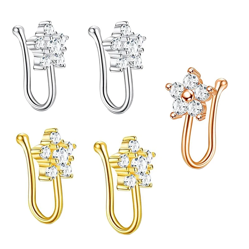 

Кольцо-Эспандер для пирсинга носа, бесшовные сегментные кольца для ушей, носа, золотистого цвета с фианитами, бриллиантовые серьги, Ювелирное Украшение для тела