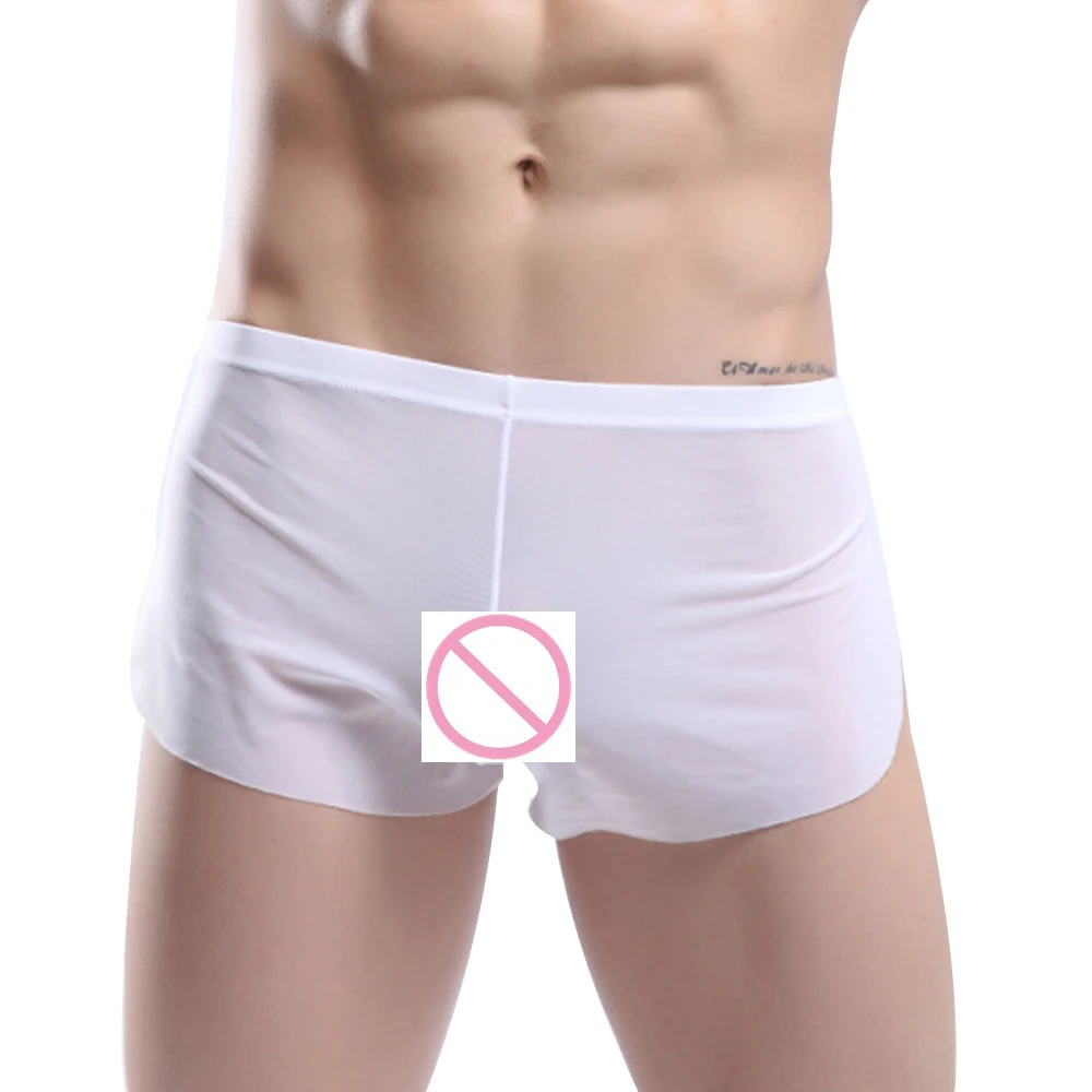 Summer Style Mens Slim Shorts Sexy Mesh Boxers Breathable Mesh Sleep Pant Gay Underwear Transparent Slip Man See Through Panties