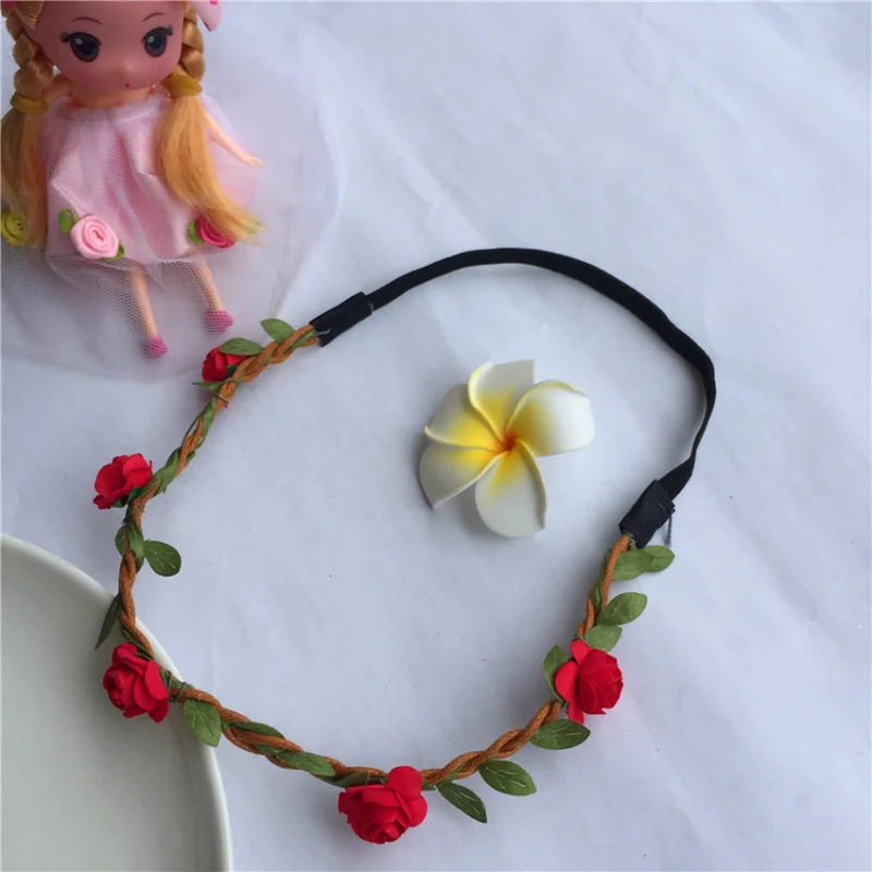 Women's Seaside Holiday Plum Blossom Flower Elastic Hair Rope Headdress Bridal Hair Band Wreath Hair Accessories for Women