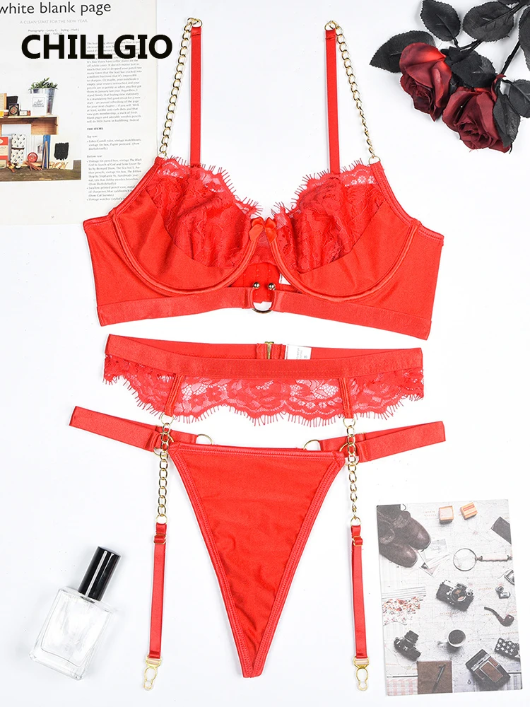 

CHILLGIO женский сексуальный кружевной бюстгальтер с эффектом пуш-ап короткие костюмы из трех предметов плотное интимное нижнее белье модные облегающие комплекты нижнего белья на косточках