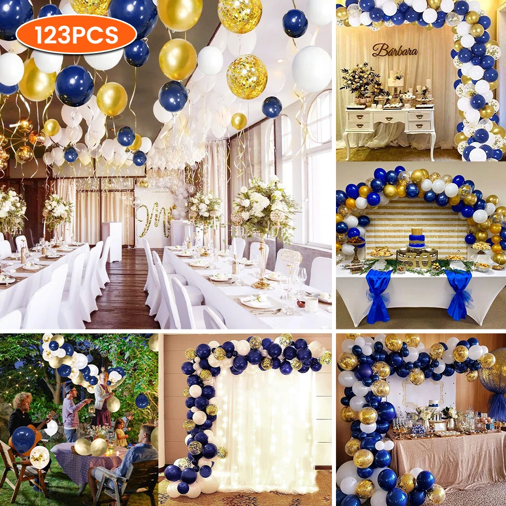 

Латексный воздушный шар «сделай сам», темно-синий, белый, золотистый, многофункциональный, стандартная деталь для украшения свадебной вечеринки, дня рождения