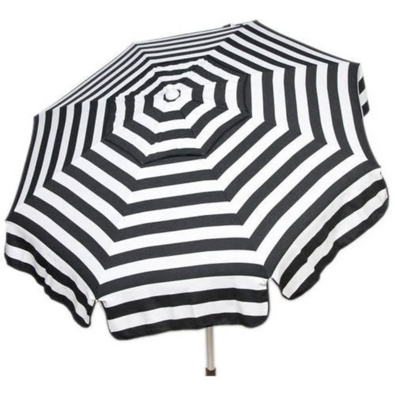 

Italian 6' Umbrella Acrylic Stripes Black and White Patio Pole outdoor umbrella umbrella for beach