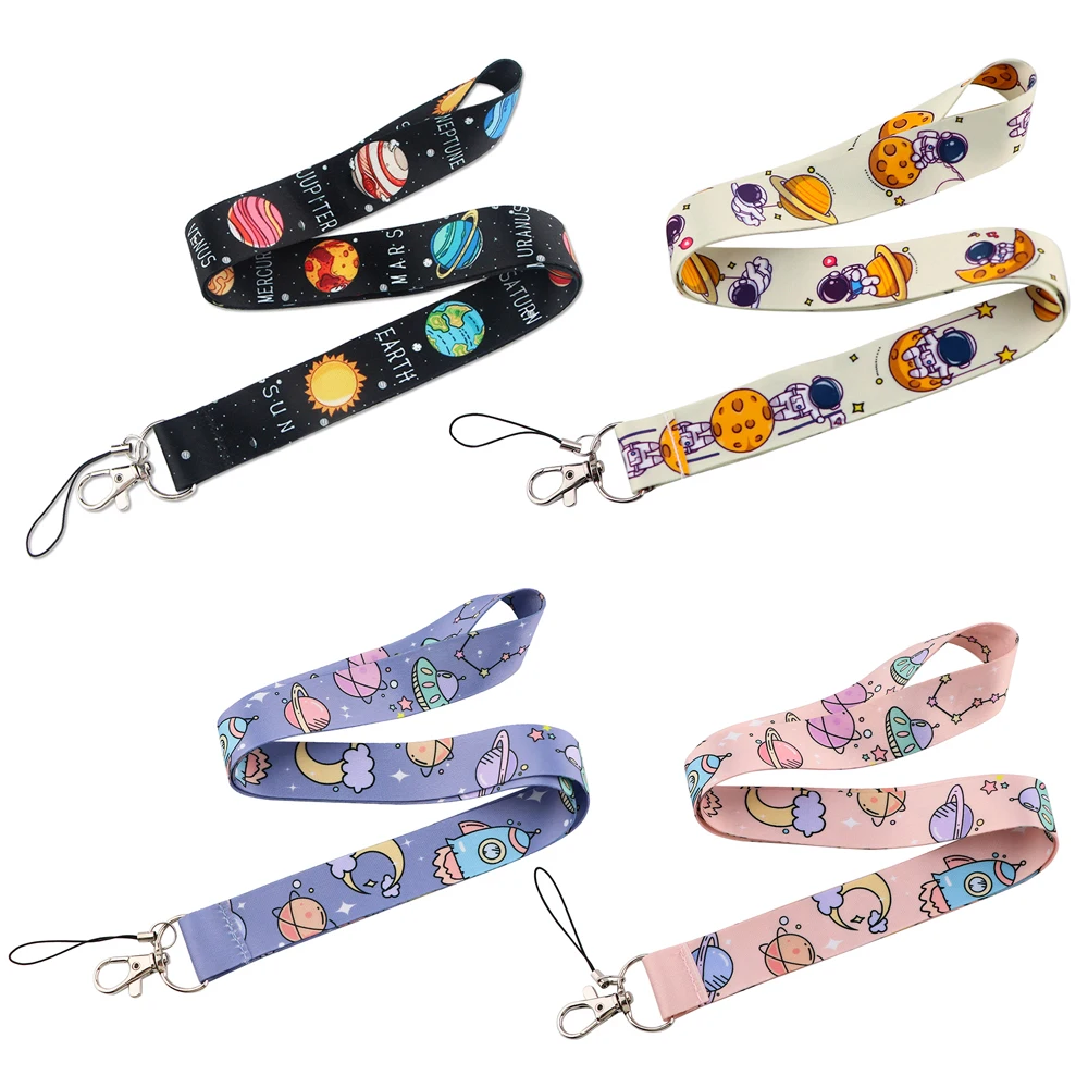 

JF0095 Space Planets Cartoon Neck Strap Lanyard for Key ID Card Mobile Phone Straps USB Badge Holder Hang Rope Lariat Lanyards