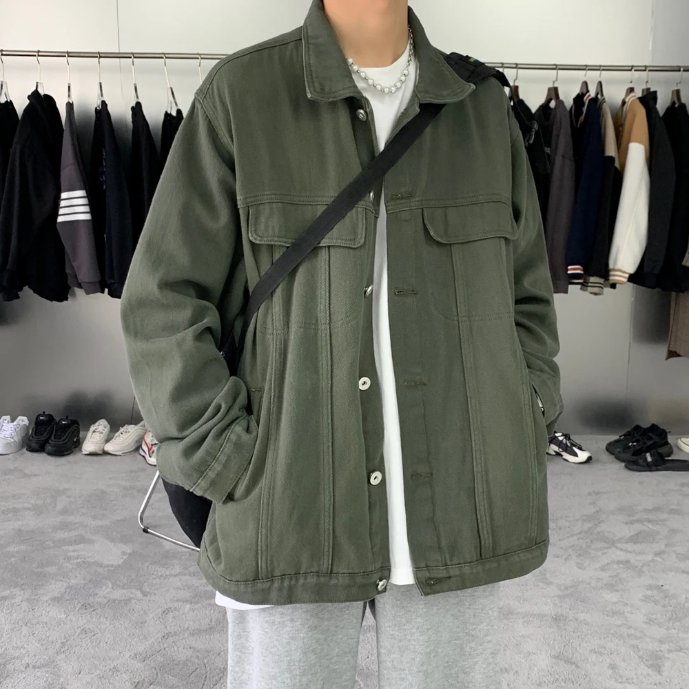 Высококачественная Белая джинсовая куртка для мужчин модные тренды в японском