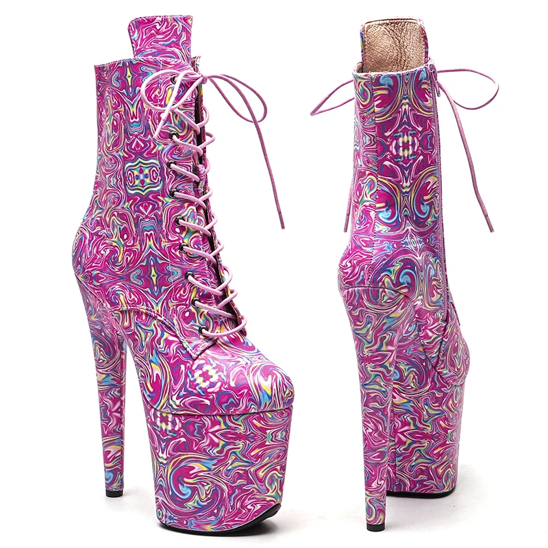 Leecabe 20CM/8Inch  Genuine Leather  Women's Platform disco party High Heels Pole Dance boot