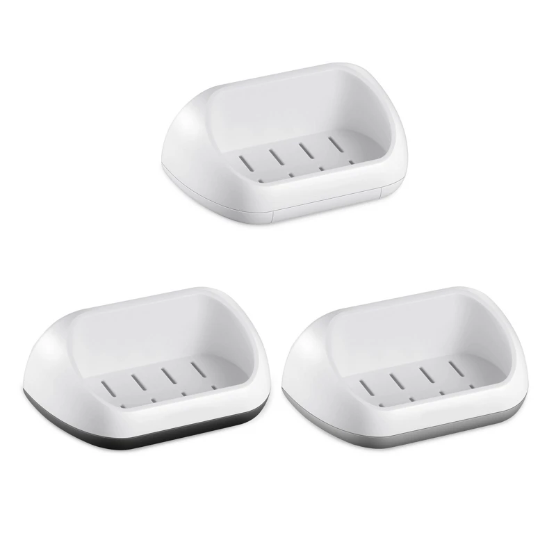 

Soap Dish with Drain Soap Holder Easy Cleaning Adhesive Type Kitchen Sink Soap Saver Tray for Shower Bathroom Kitchen 53CA