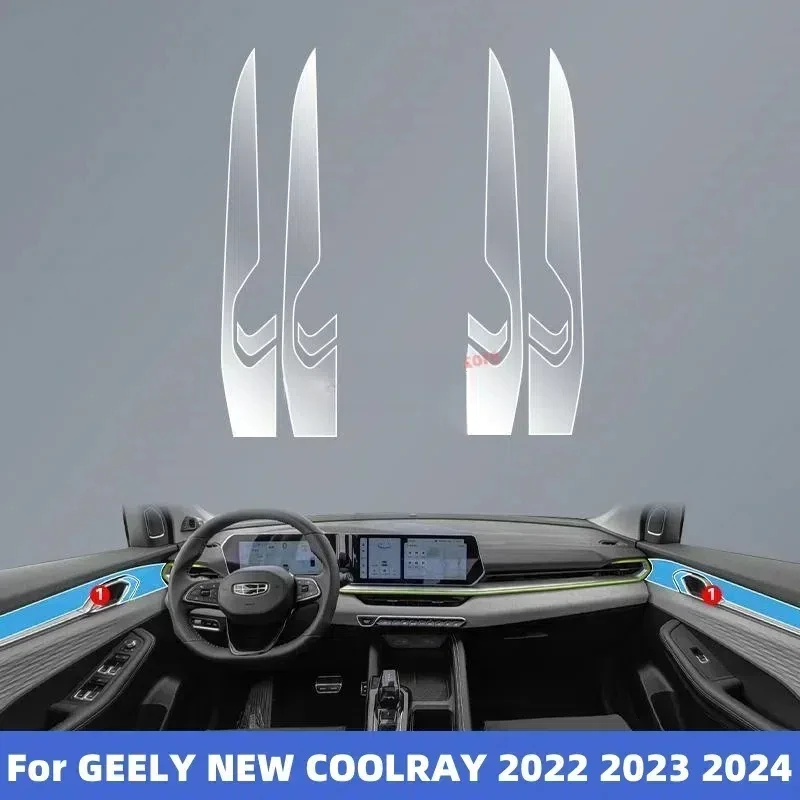 Фото Для GEELY NEW COOLRAY 2023 2024 Защитная пленка для экрана автомобильного интерьера ТПУ против царапин панель коробки передач навигация приборной панели №2