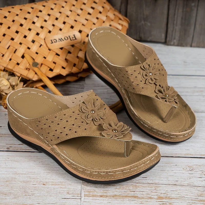 

Retro Flowers Slides Summer Shoes Women 2023 Women's Slippers Comfort Wedges Light Casual Flip Flops Beach Sandalias De Mujer