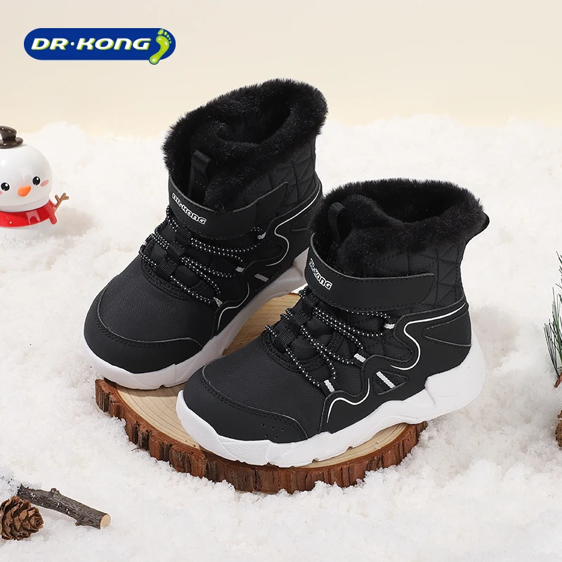 Dr Kong Little Kids Snow Boots Toddler Boys Girls Toddler Shoes Winter Fashion High Top Ankle Boots Non-Slip Child Shoes