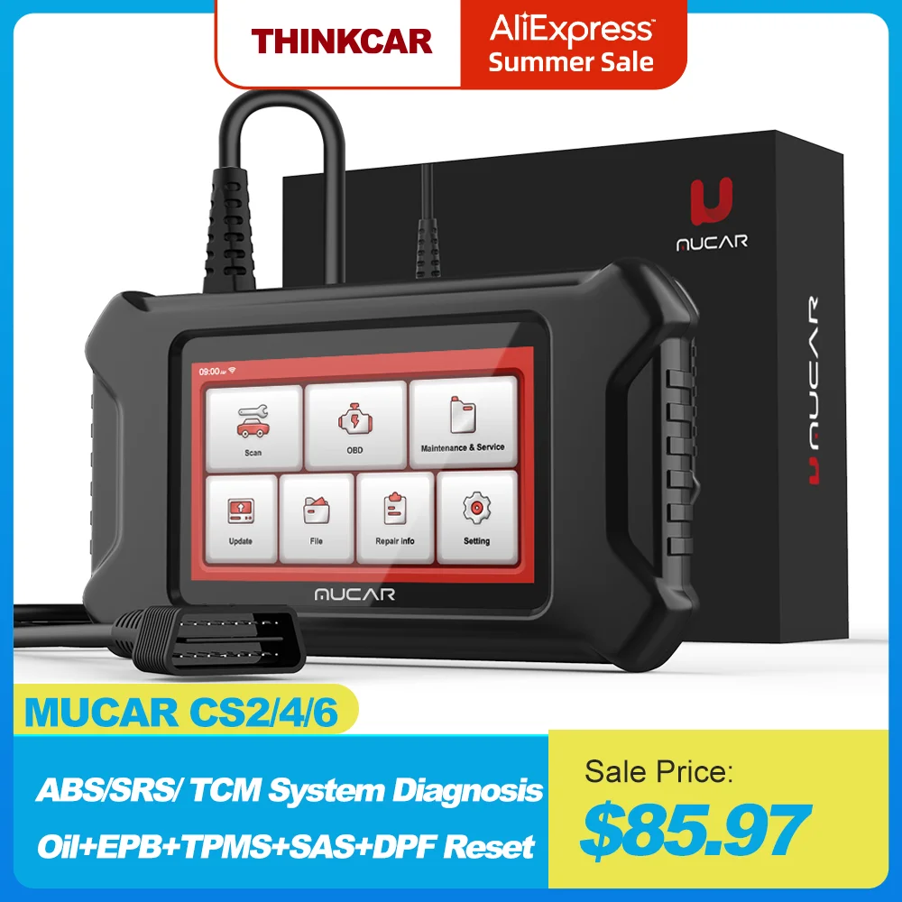 MUCAR CS2/4/6 Professional Auto OBD2 Scanner ABS/SRS System Diagnostic Tool Lifetime Free Update Oil/TPMS/SAS RESET Code Reader