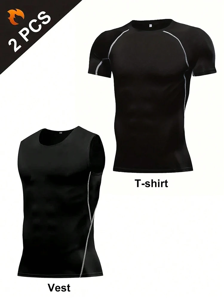 Мужской Высокоэластичный Компрессионный Спортивный Топ Быстросохнущее Дышащее