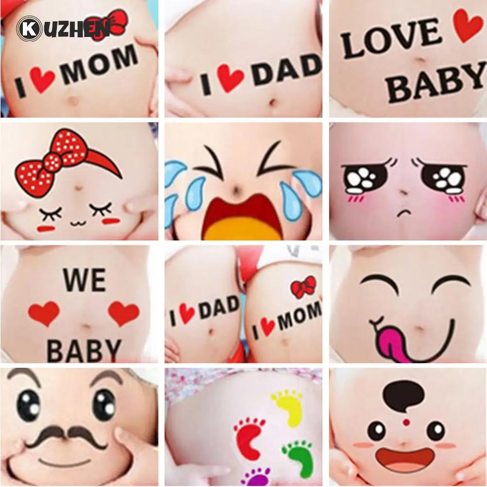 

Pregnant Women Temporary Tattoos For Therapy Maternity Photo Props Pregnancy Photographs Belly Painting Photo Stickers