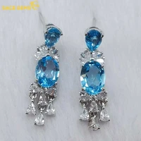 sace gems 2022 trend swiss blue topaz earrings 925 sterling silver big drop earrings for women wedding engagement fine jewelry