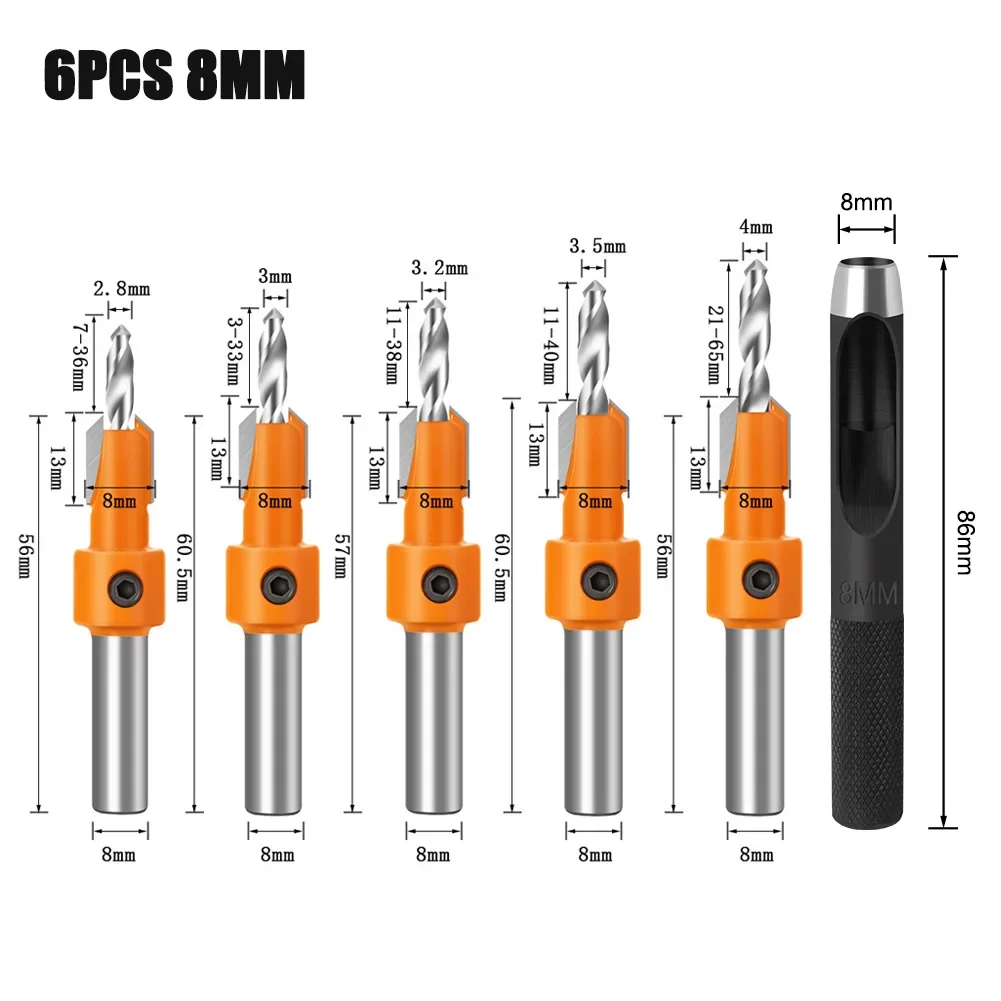 8 мм 10 хвостовик HSS деревообрабатывающий зенковка фреза набор перфорационных