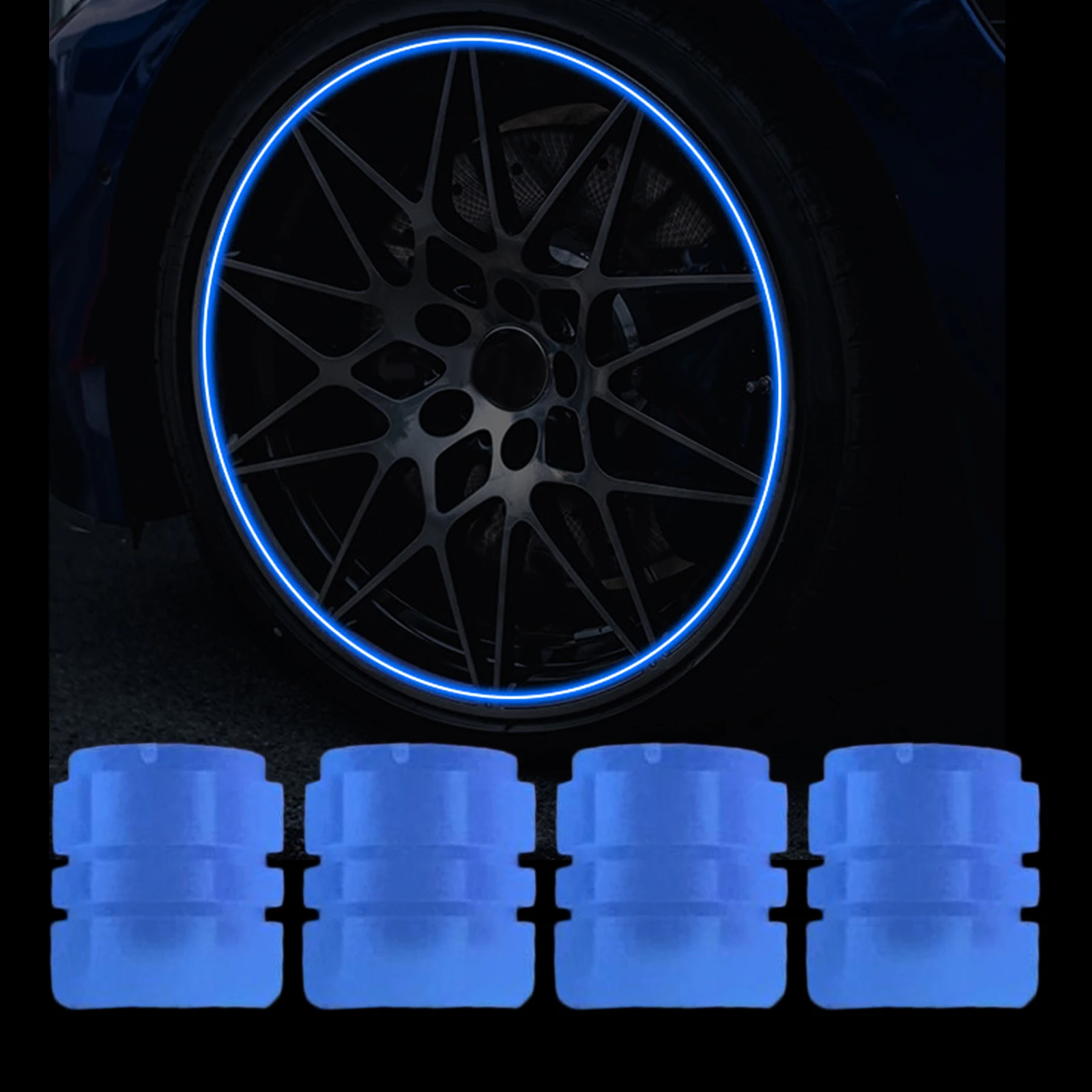 

1/4Pcs Luminous Wheel Caps Glowing Tire Valve Caps Decor Dust Caps for Car Bicycle Bike Motorcycle SUV Wheel Tire Accessories