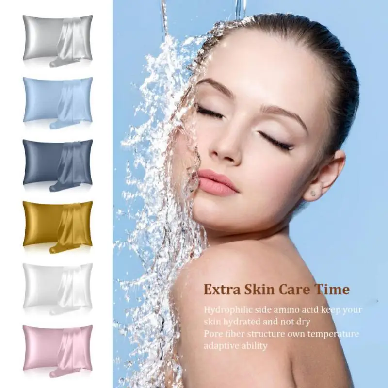 

Silk Satin Pillowcase Comfortable Pillow Covers Decorative Pillowcase For Bed Throw Single Pillow Covers Comfortable Pillowcase