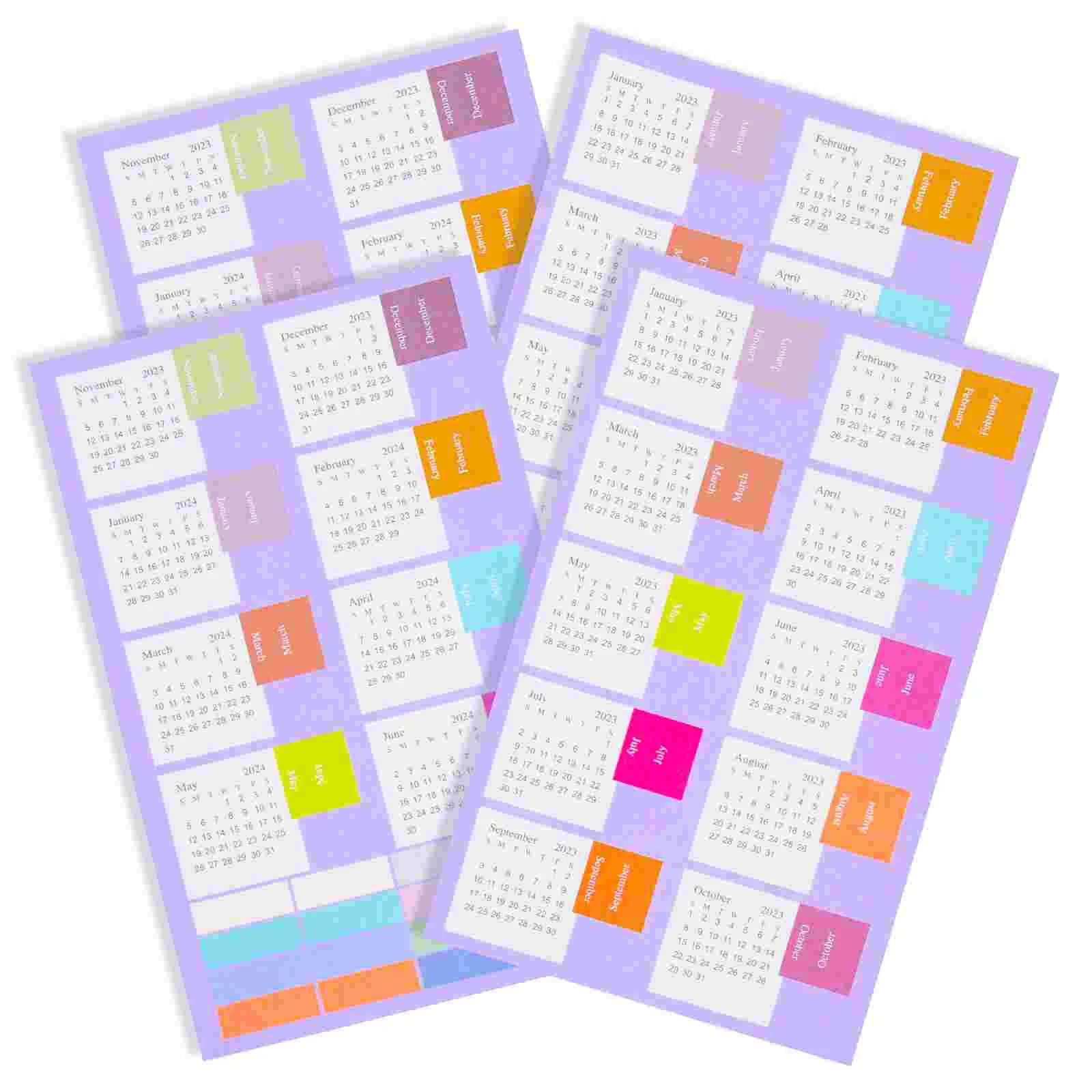 

4 Sheets Monthly Calendar Stickers Colored Index Sticker Month Sticker Stickers Decorations