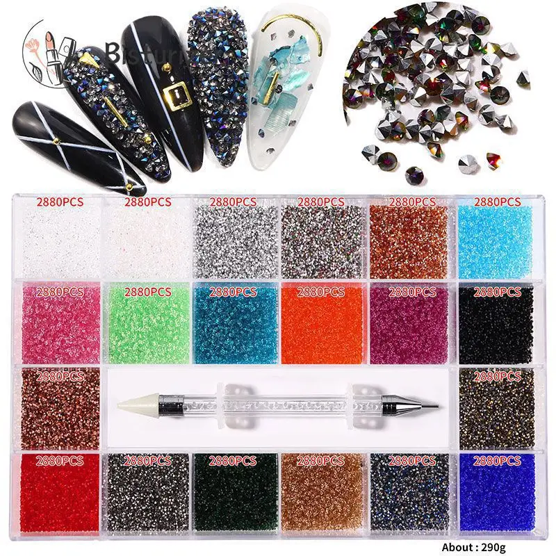 

Nail Art Rhinestones Micro Diamonds Nail Art Diamonds Flat Bottom Shaped Diamonds Boxed Nail Art Accessories DIY Set Nail Drill