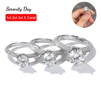 serenity day 135 carat moissanite ring d color vvs diamond s925 silver plated 18k white gold six prong fine jewelry for women