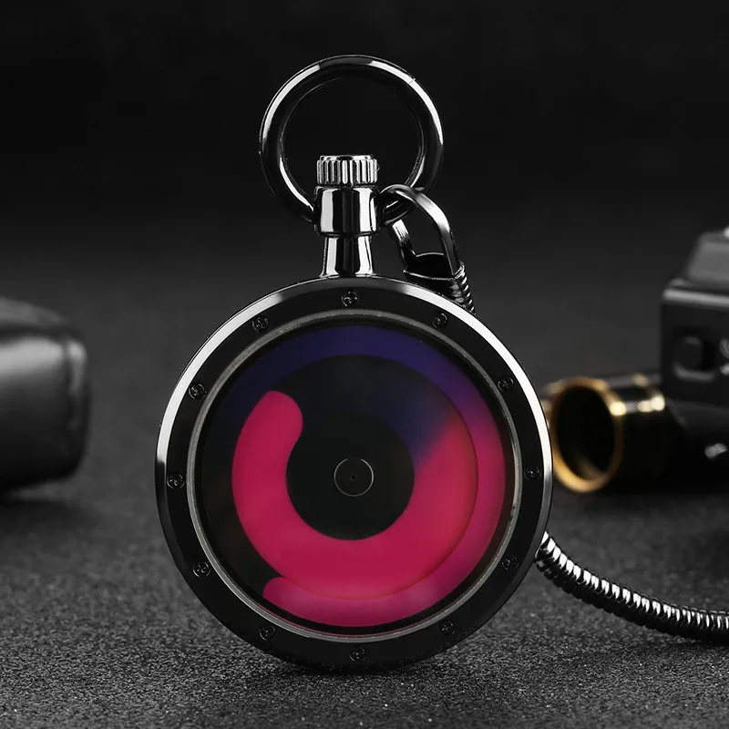 Orologio Unico Whirlpool Giradischi Quadrante Uomo Donna Ciondolo Orologio Da Tasca Al Quarzo Serpente Catena In Vita Orologio Da Collezione Regalo Re