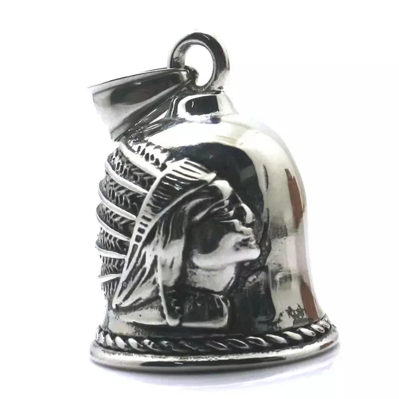 

Retro Ethnic Silver Chief Bell Pendant Men's Necklace Motorcycle Riding Punk Rock Party Exhibition Jewelry Accessories