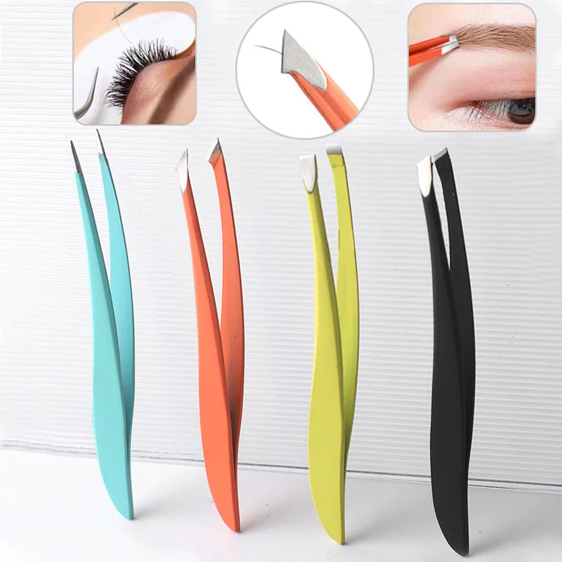 

1Pc Colorful New Arrival Professional Stainless Steel Tweezer Eyebrow Face Nose Hair Clip Remover Tool Banana Clip Makeup Tools