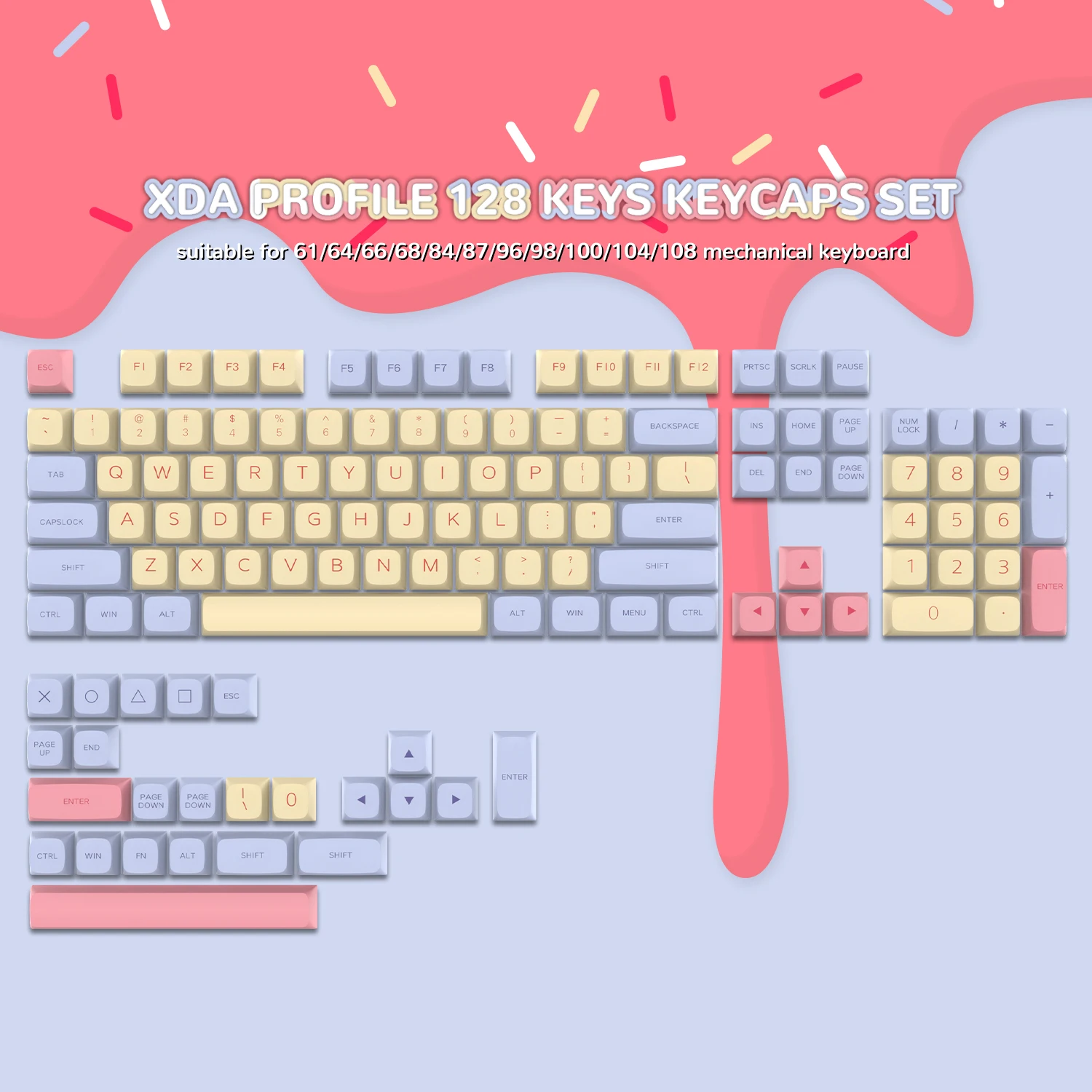 

128 клавиши с сублимационной печатью PBT Keycap XDA профиль Marshmallow колпачки для Cherry Gateron MX переключатели игровая механическая клавиатура