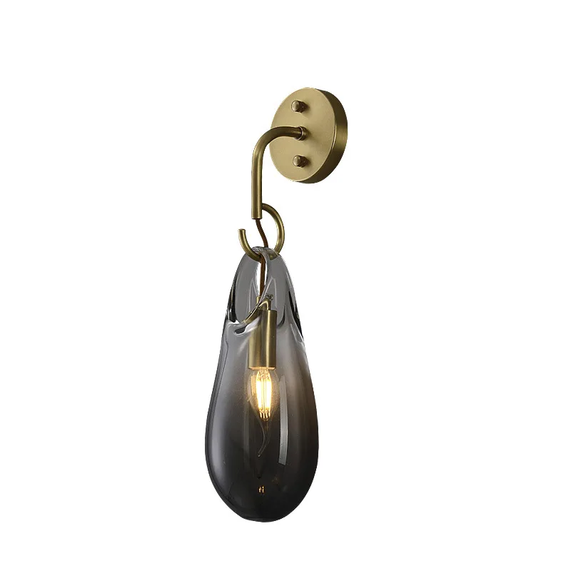 

Modern LED Wall Lamp Brass Glass Luxury Drop Shape Luminous Lighting for Living Room Bedroom Bedside