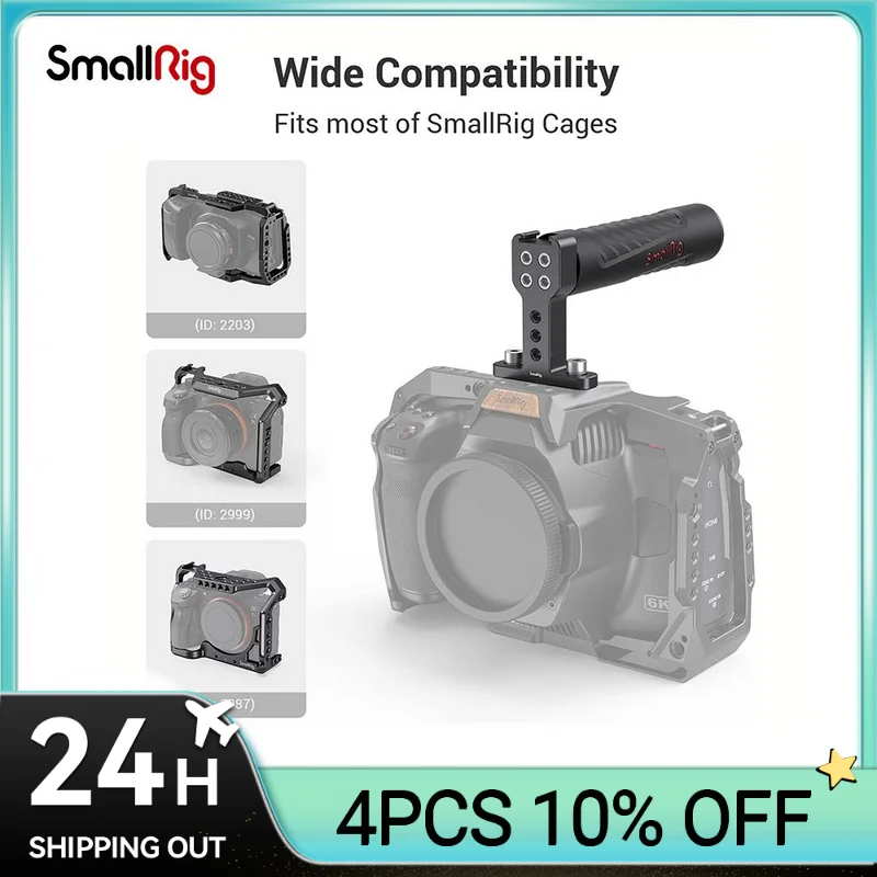 

SmallRig Rubber Top Handle Grip with Top Cold Shoe Base for DSLR Camera Cage Video Camcorder Action Stabilizing Universal 1446