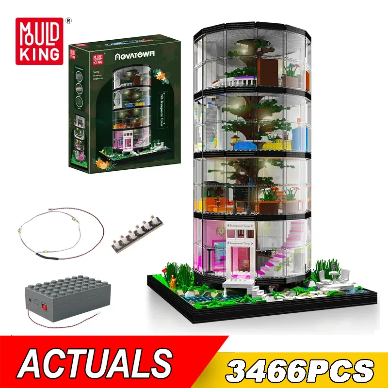 

MOULD KING 16013 Streetview Building Block The 4 Floors Transparent Tower Bricks Forest Villa Modular Toys Kids Christmas Gifts