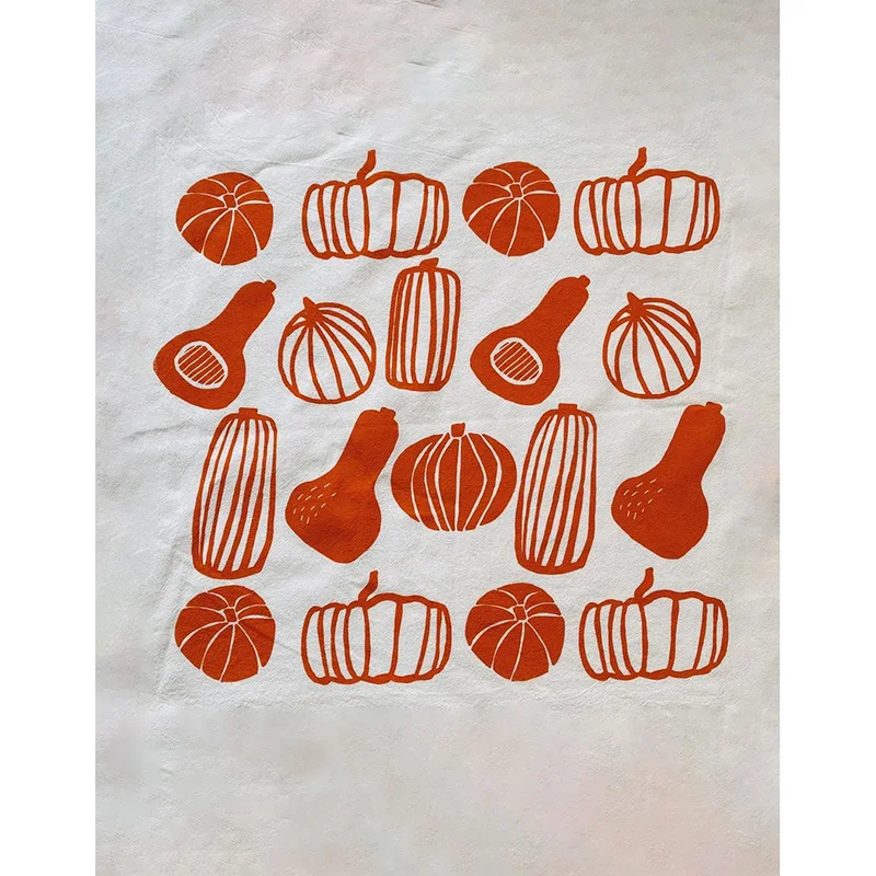Orange Pumpkins On White Sack Cotton Ecofriendly Boho Home K