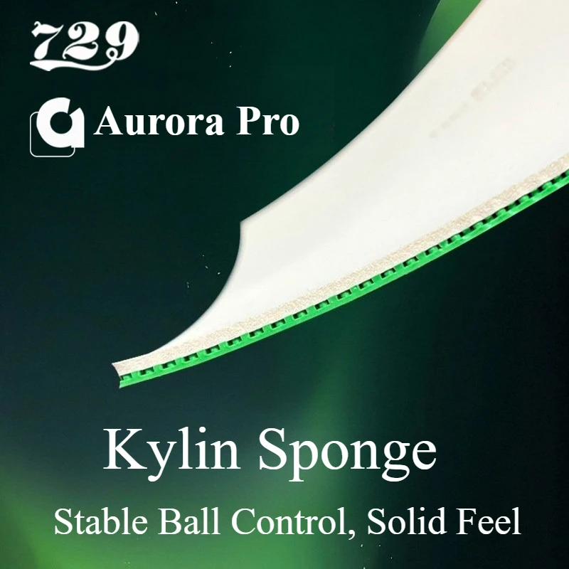 Фото Накладка для настольного тенниса 729 Friendship Aurora Pro Green, нелипкая, с шипами внутрь, с губкой Kylin, одобрена ITTF №3