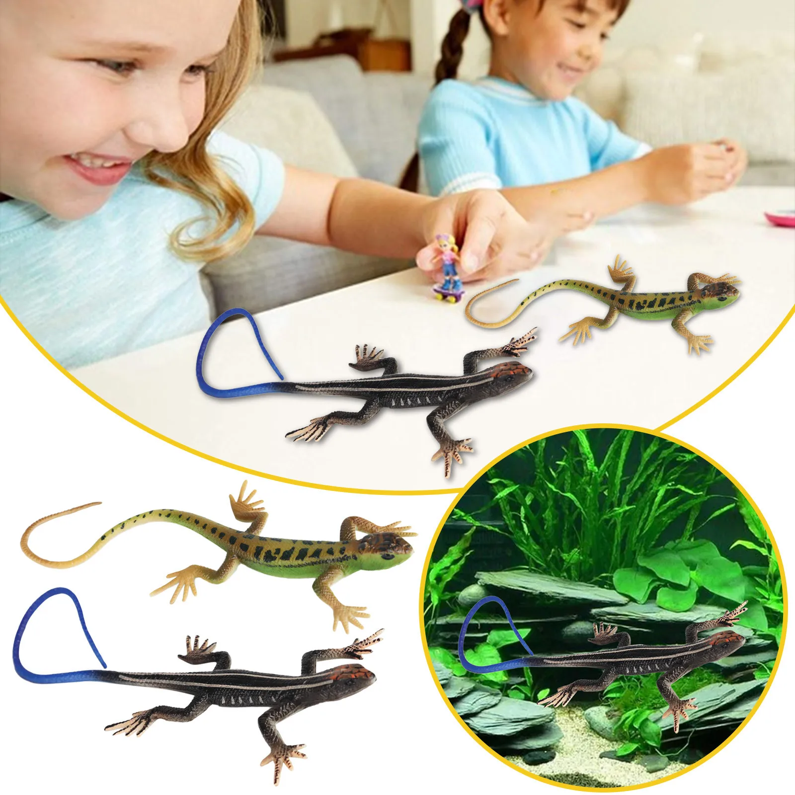1/2/3/4Pcs Joke Prank Trick Toy Prey Figurines Plastic Realistic Lizard Animal Replica Models Figures Collection Set Gift - купить по