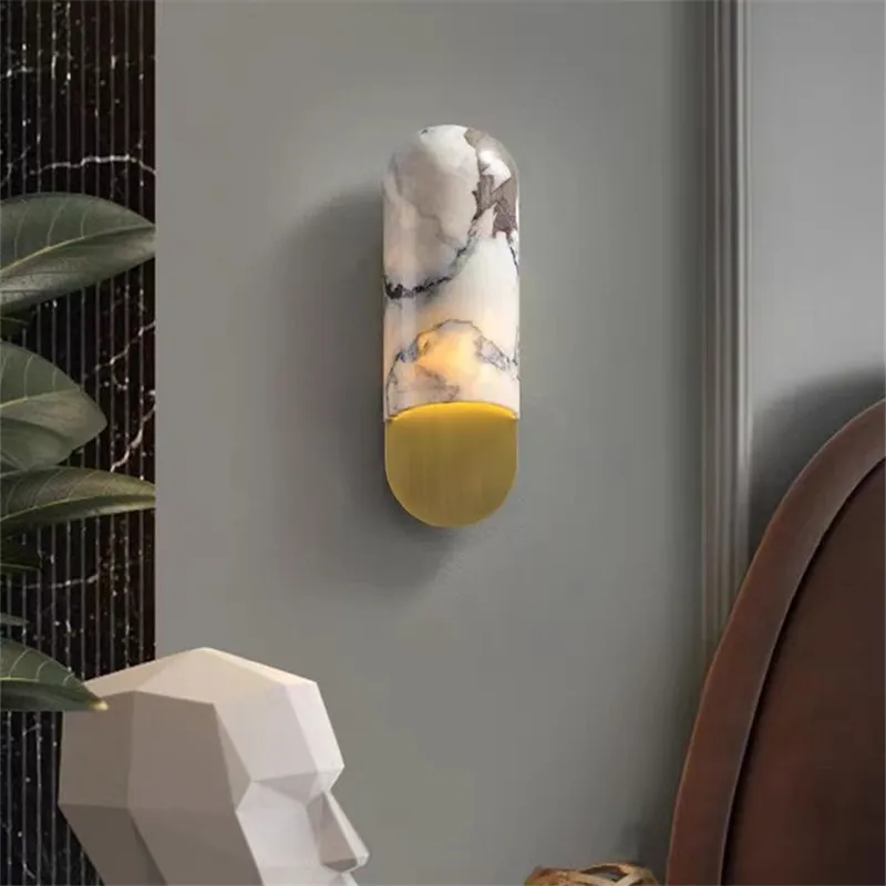 Роскошная настенная лампа из латуни искусственная кожа прикроватная винтажный