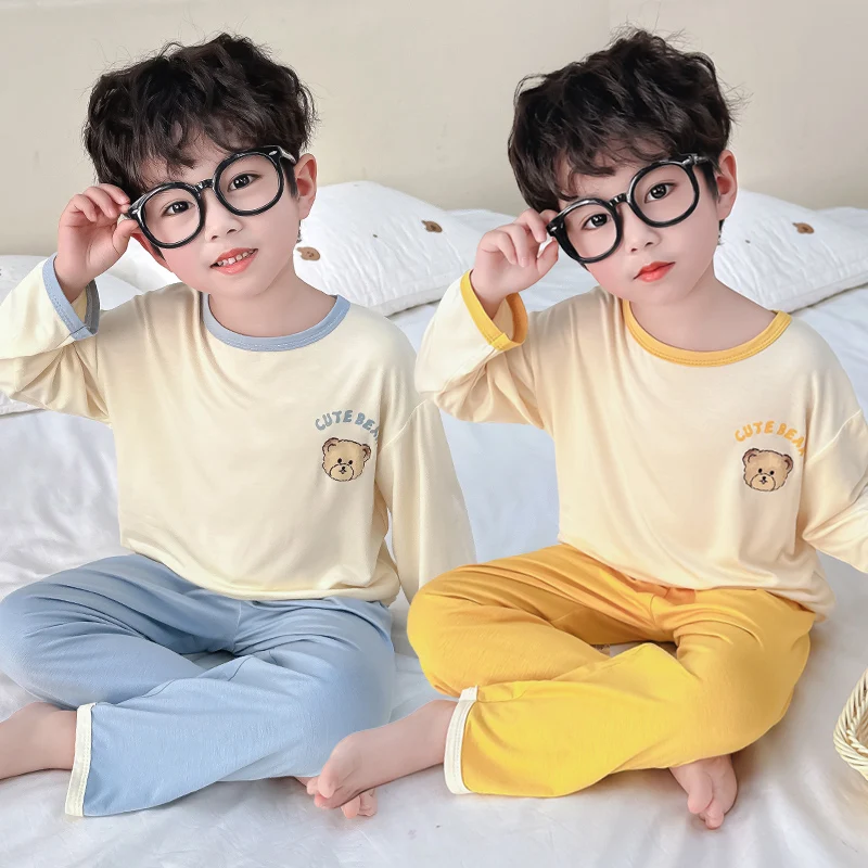 

Комплект детского нижнего белья из 2 предметов, весенняя одежда для мальчиков, брюки с длинным рукавом, женская пижама для малышей, детская одежда для сна