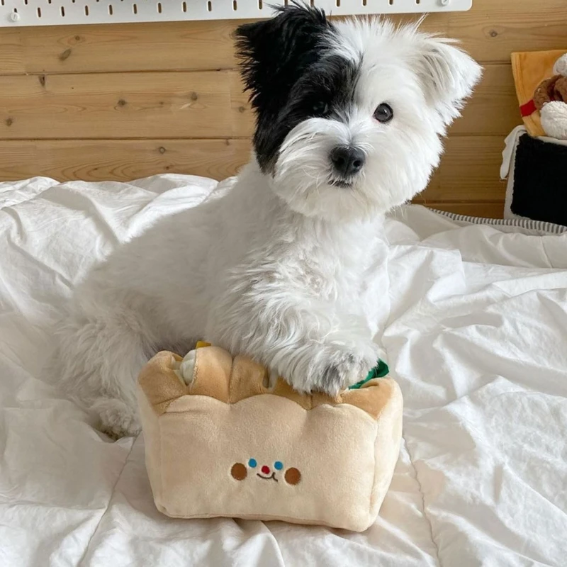 Ins New Bread Toast Tibetan Toy  Interactive Plush Toy Puzzle Exercise  of Smell  Chew  Dogs